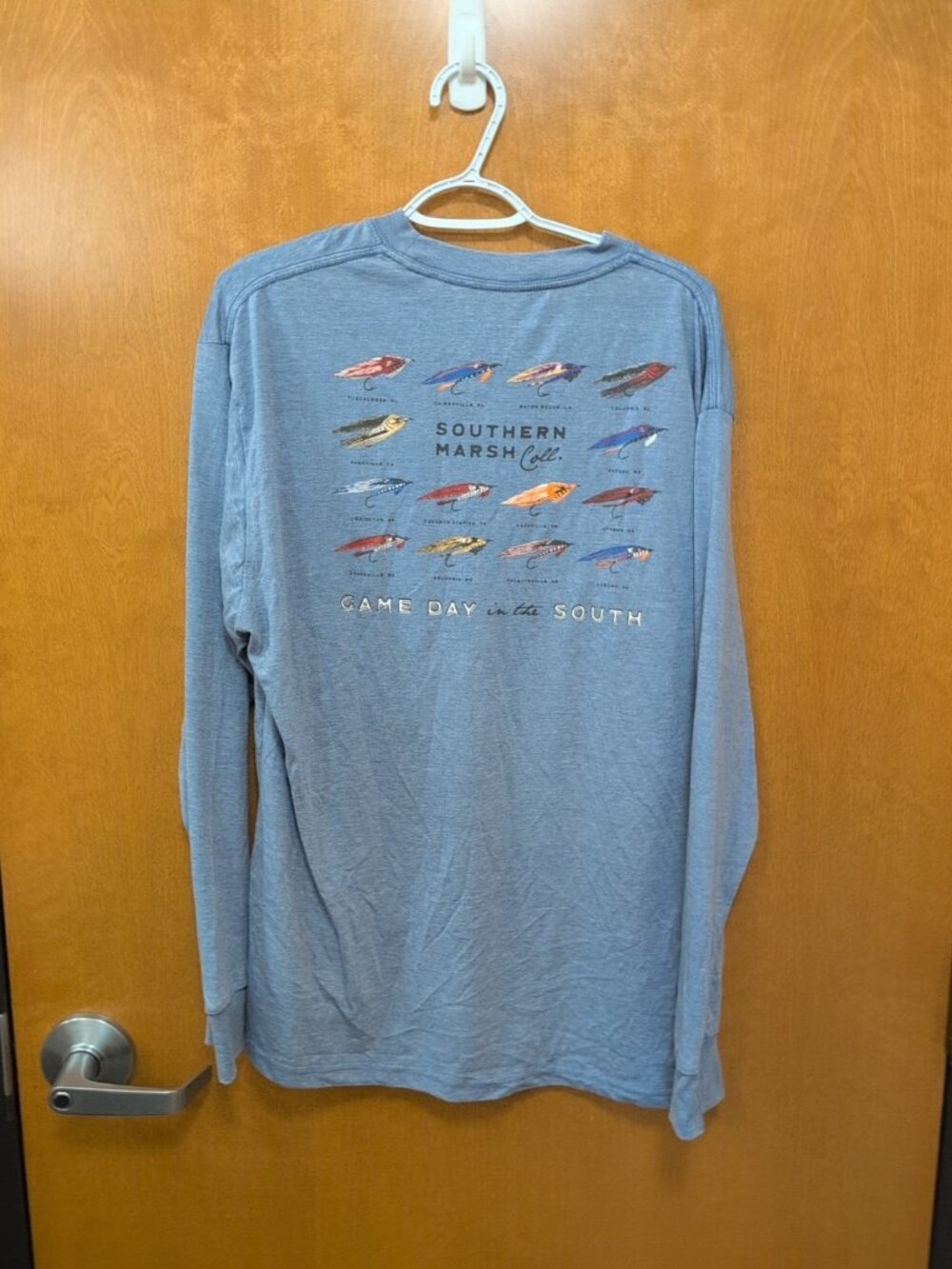 Southern Marsh Collection Shirt Mens L Shirt Blue Long Sleeve Tee Logo Back SEC - Picture 4 of 7